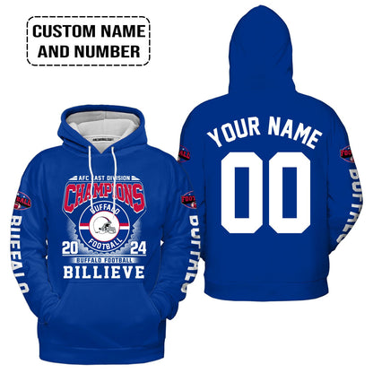 2024 Custom Buffalo American Football AFC East Champions Billieve t shirt, Billieve Buffalo Football AFC East Champs Custom Shirts