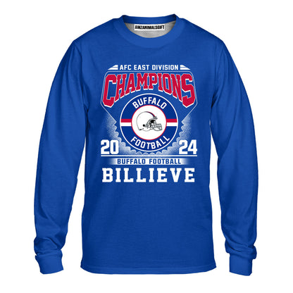 2024 Buffalo American Football AFC East Champions Billieve t shirt, Billieve Buffalo Football AFC East Champs Shirts