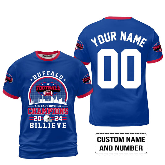 Custom Buffalo American Football 2024 AFC East Champions Billieve t shirt, Billieve Buffalo Football 2024 AFC East Champs Custom Shirts