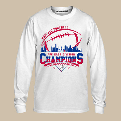 Buffalo American Football AFC East Champions Shirt 2024, 2024 Buffalo Skyline Football AFC East Champs Shirt, Buffalo Football Fan Shirts