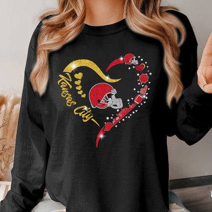 Kansas City Football In My Heart Hoodie, Sweatshirt, Long Sleeve, T Shirts For Men & Women, Kansas City Lover