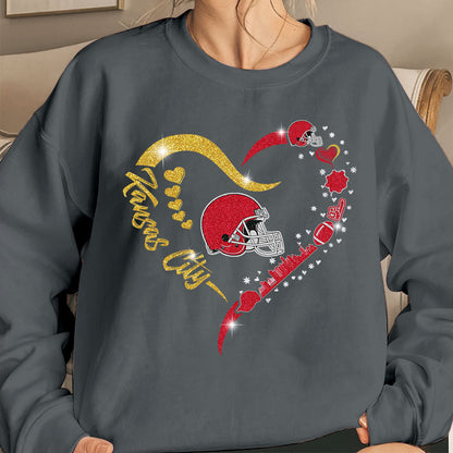 Kansas City Football In My Heart Hoodie, Sweatshirt, Long Sleeve, T Shirts For Men & Women, Kansas City Lover