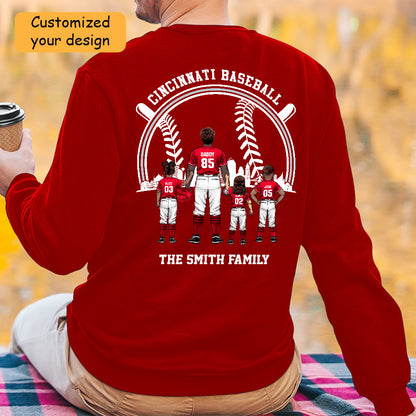 Personalized Cincinnati Baseball Family Dad Shirt, Perfect Gift For Dad, Father, Grandpa, Family, Baseball Lovers
