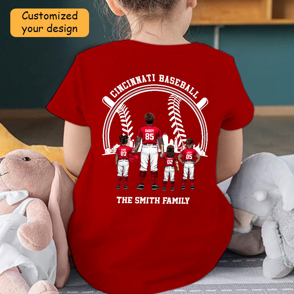 Personalized Cincinnati Baseball Family Dad Shirt, Perfect Gift For Dad, Father, Grandpa, Family, Baseball Lovers