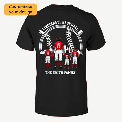 Personalized Cincinnati Baseball Family Dad Shirt, Perfect Gift For Dad, Father, Grandpa, Family, Baseball Lovers