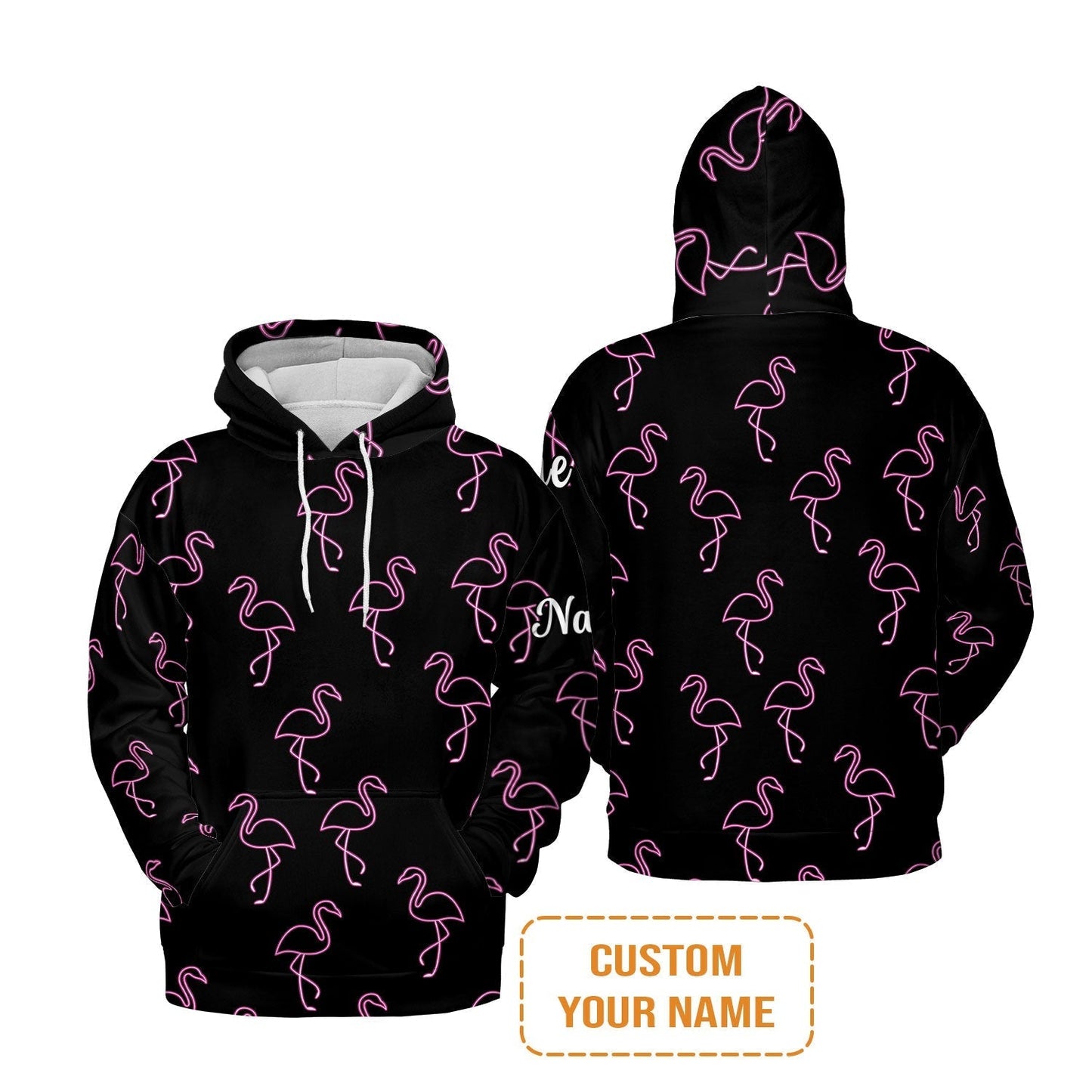 Flamingo Golf Sweatshirt - Custom Name Neon Pink Flamingos Pattern Apparel - Personalized Gift For Golf Lover, Team, Husband, Boyfriend, Men