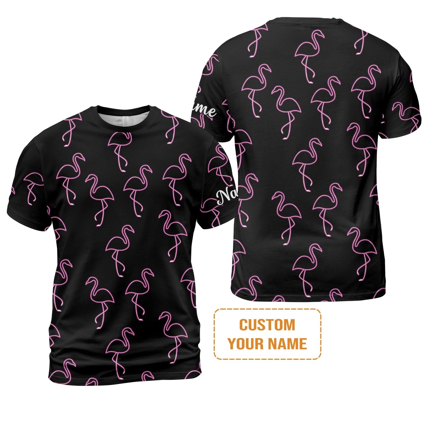 Flamingo Golf Sweatshirt - Custom Name Neon Pink Flamingos Pattern Apparel - Personalized Gift For Golf Lover, Team, Husband, Boyfriend, Men