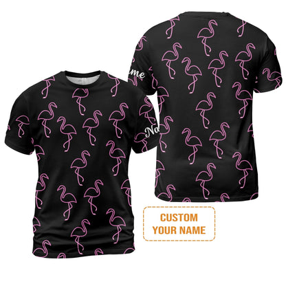 Flamingo Golf Sweatshirt - Custom Name Neon Pink Flamingos Pattern Apparel - Personalized Gift For Golf Lover, Team, Husband, Boyfriend, Men