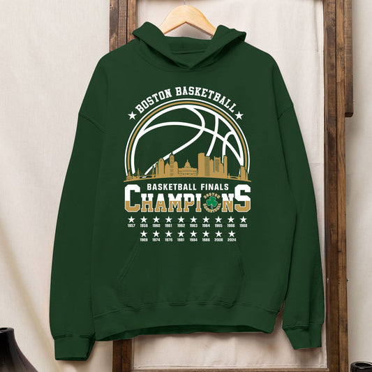Boston American Basketball 2024 Playoff Final Champions Hoodie, Basketball Skyline Champs Shirt For Boston Basketball Fans