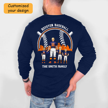 Personalized Houston Baseball Family Dad Shirt, Perfect Gift For Dad, Father, Grandpa, Family, Baseball Lovers