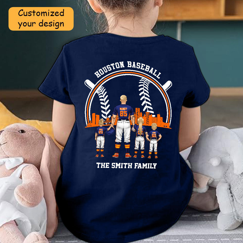 Personalized Houston Baseball Family Dad Shirt, Perfect Gift For Dad, Father, Grandpa, Family, Baseball Lovers