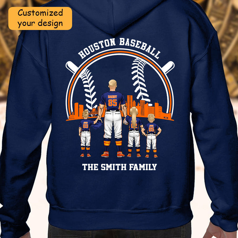 Personalized Houston Baseball Family Dad Shirt, Perfect Gift For Dad, Father, Grandpa, Family, Baseball Lovers