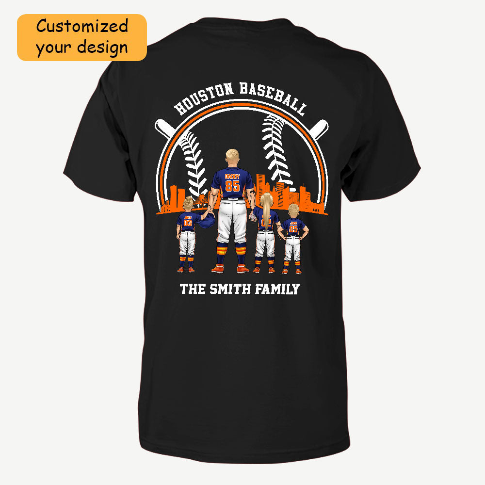 Personalized Houston Baseball Family Dad Shirt, Perfect Gift For Dad, Father, Grandpa, Family, Baseball Lovers