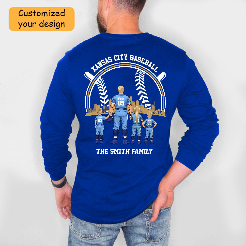 Personalized Kansas City Baseball Family Dad Shirt, Perfect Gift For Dad, Father, Grandpa, Family, Baseball Lovers