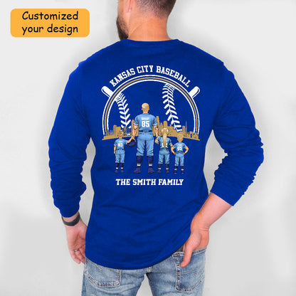 Personalized Kansas City Baseball Family Dad Shirt, Perfect Gift For Dad, Father, Grandpa, Family, Baseball Lovers
