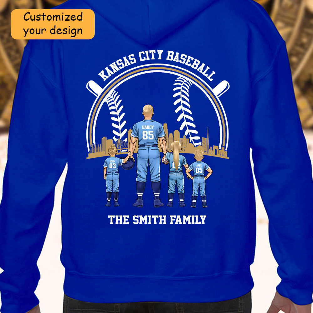 Personalized Kansas City Baseball Family Dad Shirt, Perfect Gift For Dad, Father, Grandpa, Family, Baseball Lovers