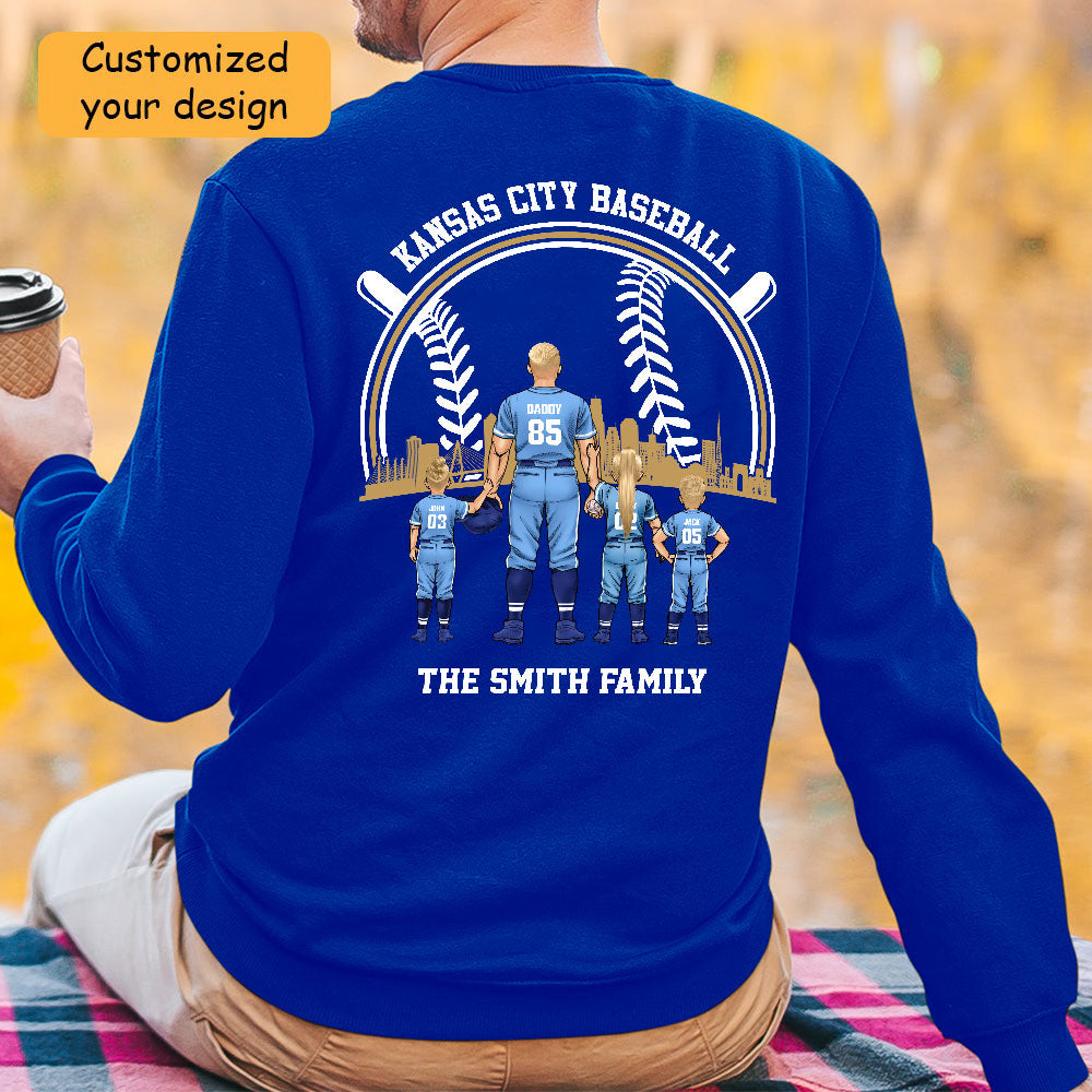 Personalized Kansas City Baseball Family Dad Shirt, Perfect Gift For Dad, Father, Grandpa, Family, Baseball Lovers