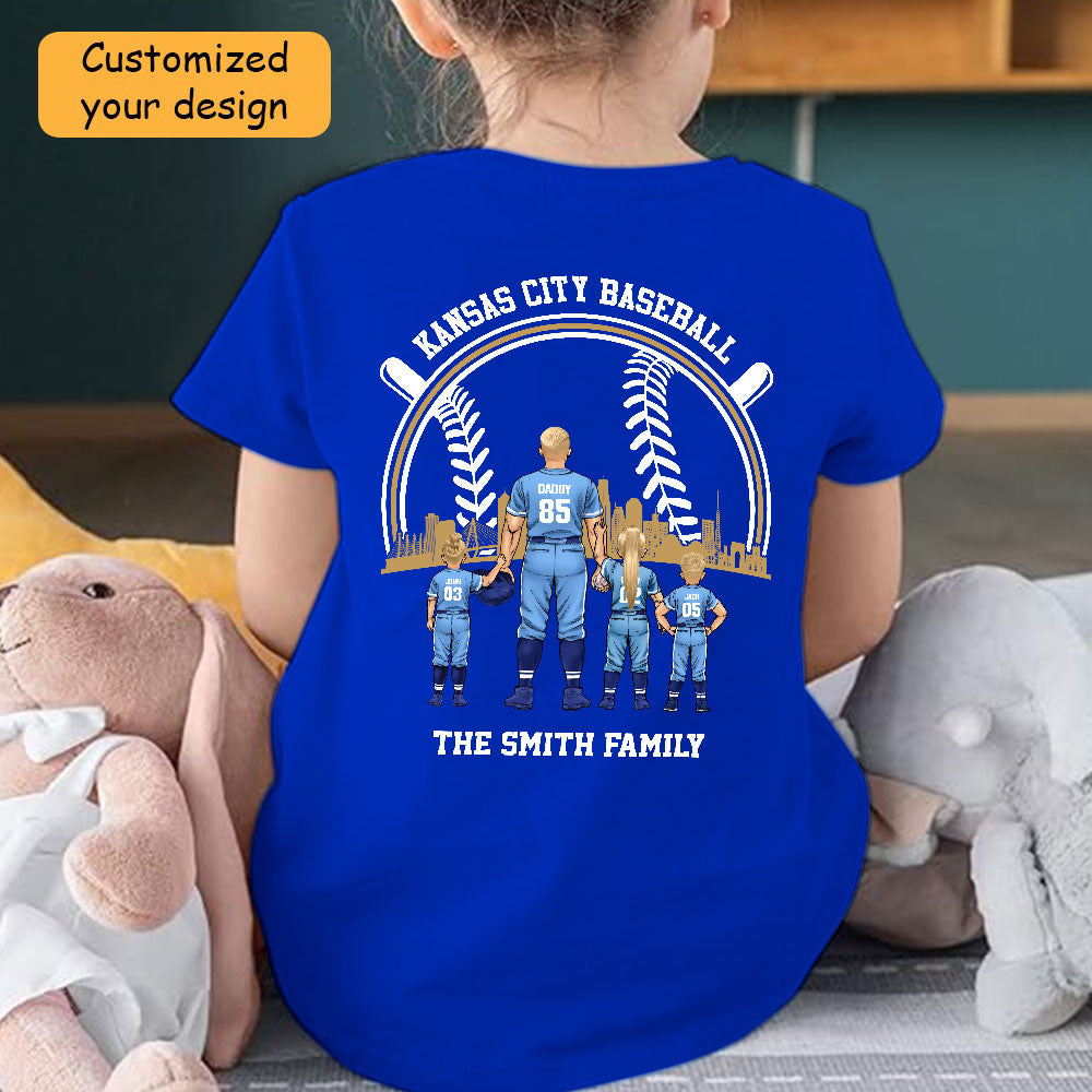 Personalized Kansas City Baseball Family Dad Shirt, Perfect Gift For Dad, Father, Grandpa, Family, Baseball Lovers