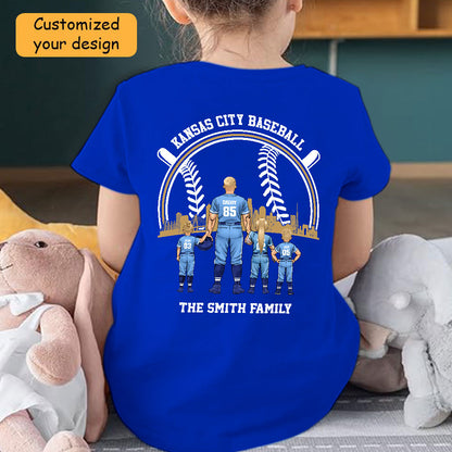 Personalized Kansas City Baseball Family Dad Shirt, Perfect Gift For Dad, Father, Grandpa, Family, Baseball Lovers