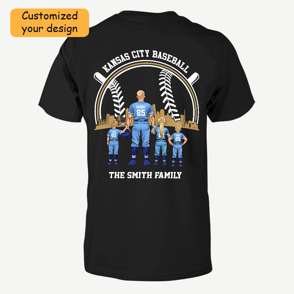 Personalized Kansas City Baseball Family Dad Shirt, Perfect Gift For Dad, Father, Grandpa, Family, Baseball Lovers