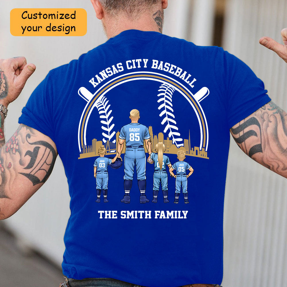 Personalized Kansas City Baseball Family Dad Shirt, Perfect Gift For Dad, Father, Grandpa, Family, Baseball Lovers