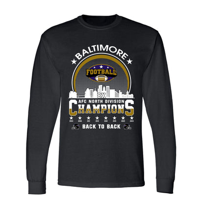 Baltimore Football 2024 AFC North Division Champions Skyline Shirts, 2024 AFC North Champs Apparel For Baltimore Football Fans