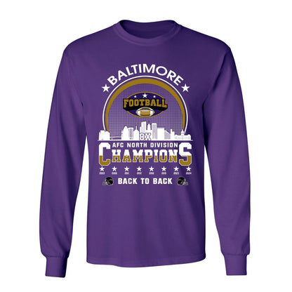 Baltimore Football 2024 AFC North Division Champions Skyline Shirts, 2024 AFC North Champs Apparel For Baltimore Football Fans
