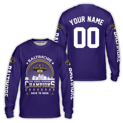 Baltimore Football 2024 AFC North Division Champions Skyline Custom Baseball Jersey, 2024 AFC North Champs Champions Custom 2 Sided Baseball Jersey