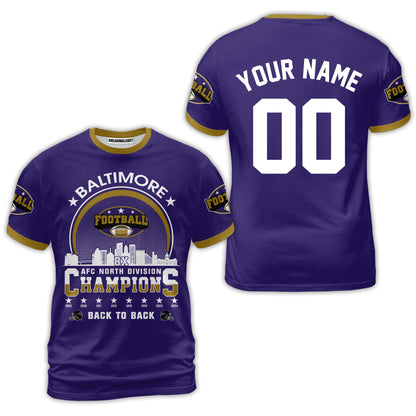 Baltimore Football 2024 AFC North Division Champions Skyline Custom Baseball Jersey, 2024 AFC North Champs Champions Custom 2 Sided Baseball Jersey
