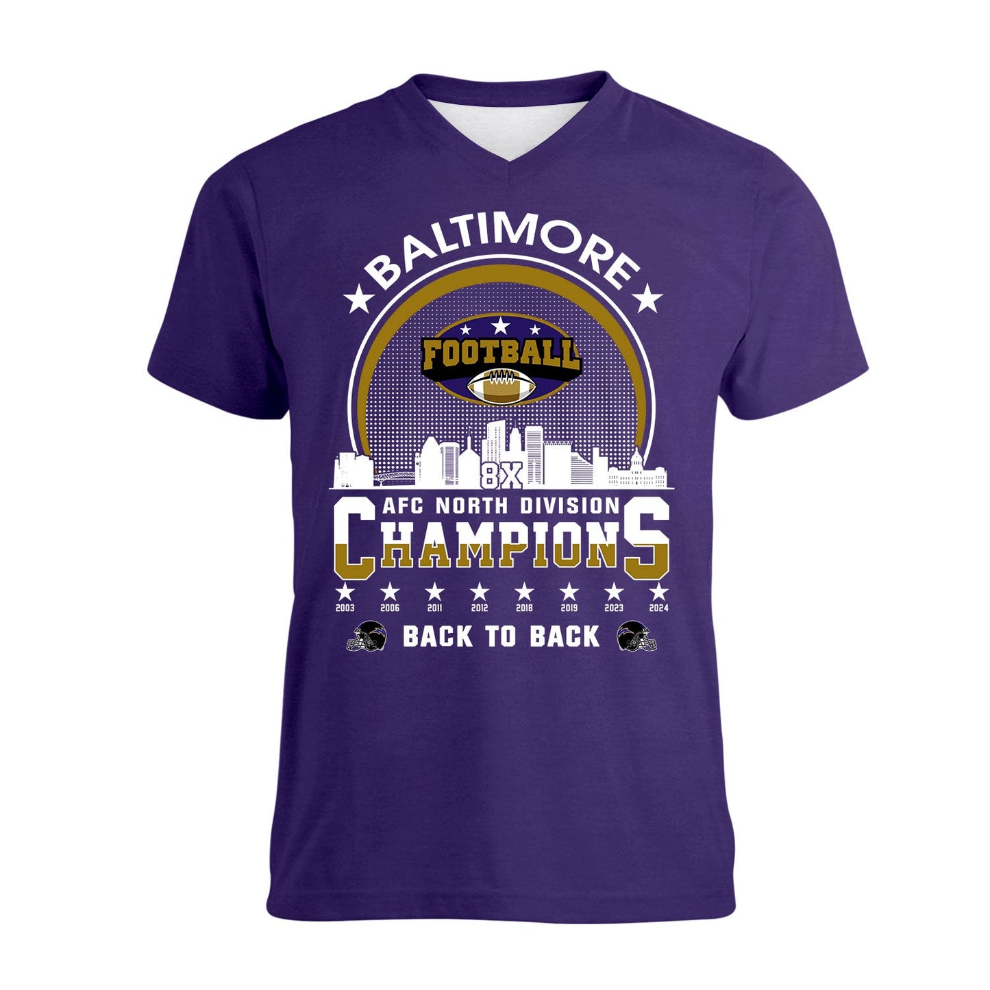 Baltimore Football 2024 AFC North Division Champions Skyline Shirts, 2024 AFC North Champs Apparel For Baltimore Football Fans