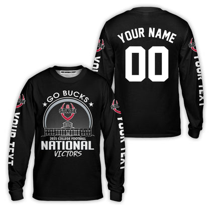 Go Bucks 2025 College Football Victors Custom Double Sided Baseball Jersey, National Winner Shirt, 2025 Champions Columbus Ohio Custom Baseball Jersey