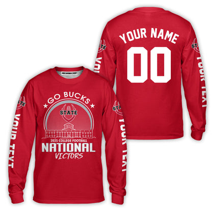 Go Bucks 2025 College Football Victors Custom Double Sided Baseball Jersey, National Winner Shirt, 2025 Champions Columbus Ohio Custom Baseball Jersey