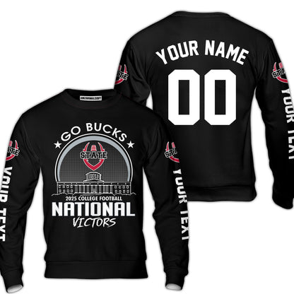 Go Bucks 2025 College Football Victors Custom Double Sided Baseball Jersey, National Winner Shirt, 2025 Champions Columbus Ohio Custom Baseball Jersey