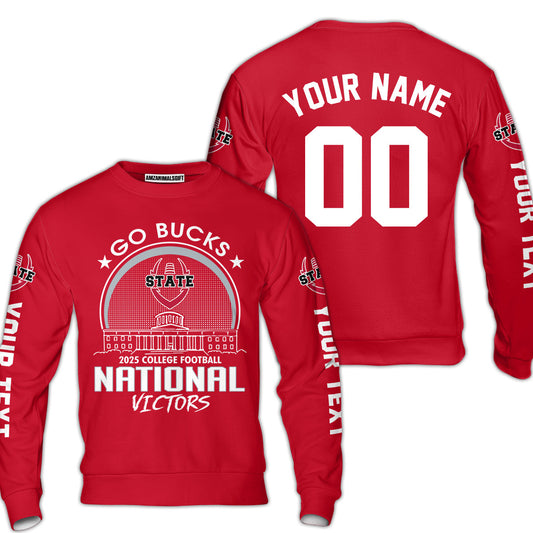 Go Bucks 2025 College Football Victors Custom Double Sided Sweatshirt, National Winner Shirts, 2025 Champions Columbus Ohio Custom 2 Sided Sweatshirt