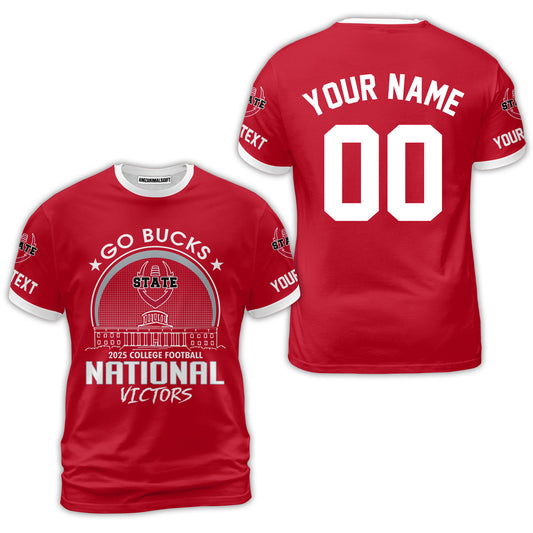 Go Bucks 2025 College Football Victors Custom Double Sided Shirts, National Winner Skyline Shirts, 2025 Champions Columbus Ohio Custom 2 Sided Shirts