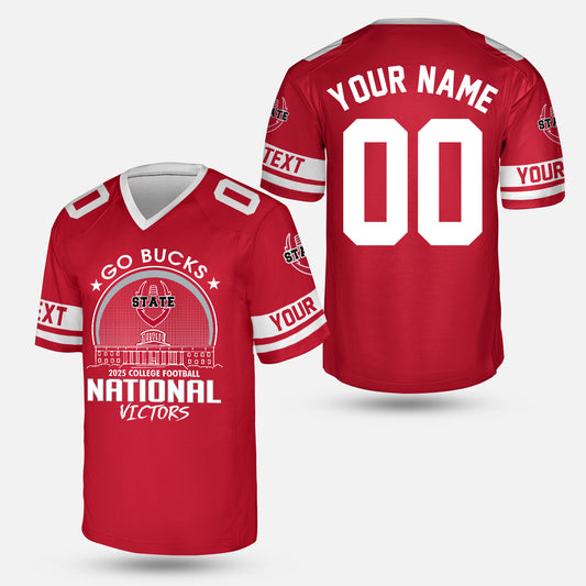 Go Bucks 2025 College Football Victors Custom Double Sided V-neck Jersey, National Winner Shirt, 2025 Champions Columbus Ohio Custom V-neck Jersey