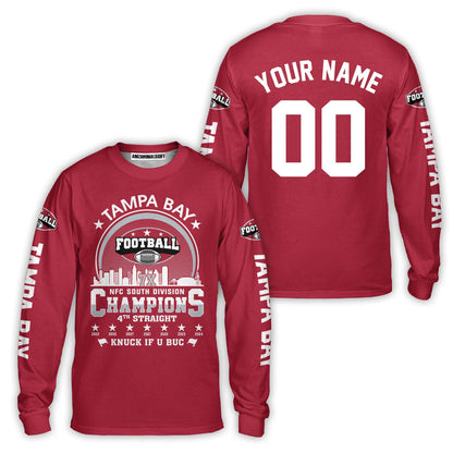 Tampa Bay Football 2024 NFC South Division Champions Skyline Custom Sweatshirt, 2024 NFC South Champs Champions Custom Double Sided Sweatshirt