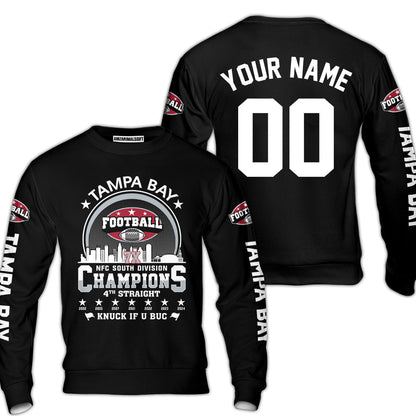 Tampa Bay Football 2024 NFC South Division Champions Skyline Custom Shirts, 2024 NFC South Champs Champions Custom Double Sided Shirts
