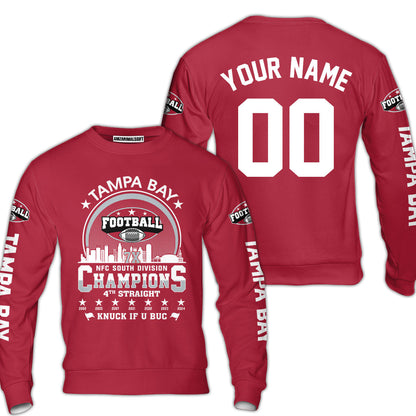 Tampa Bay Football 2024 NFC South Division Champions Skyline Custom Sweatshirt, 2024 NFC South Champs Champions Custom Double Sided Sweatshirt