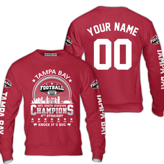 Tampa Bay Football 2024 NFC South Division Champions Skyline Custom Sweatshirt, 2024 NFC South Champs Champions Custom Double Sided Sweatshirt