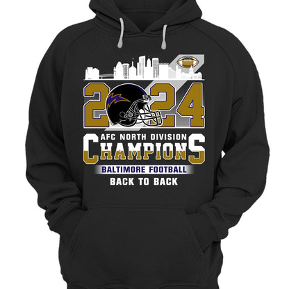 2024 Baltimore Football AFC North Division Champions Skyline Long Sleeve Shirt, 2024 AFC North Champs Long Sleeve Shirts For Baltimore Football Fans