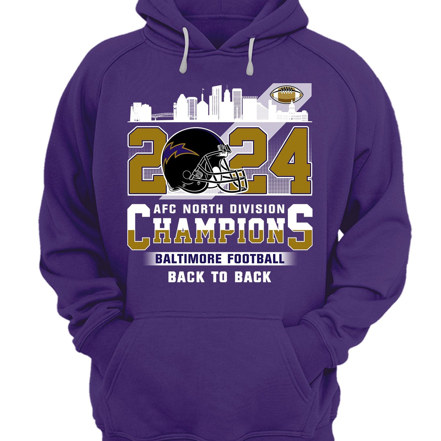 2024 Baltimore Football AFC North Division Champions Skyline Long Sleeve Shirt, 2024 AFC North Champs Long Sleeve Shirts For Baltimore Football Fans