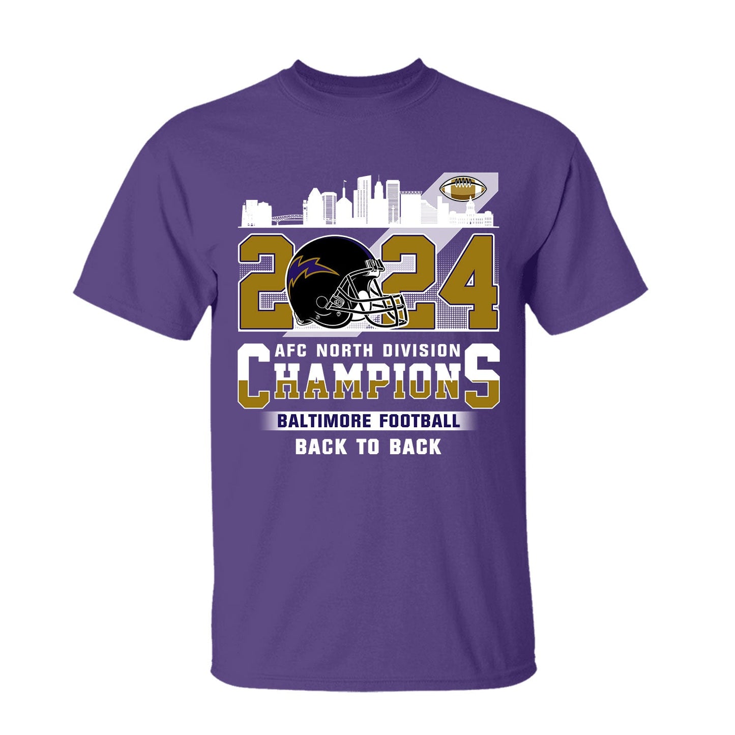 2024 Baltimore Football AFC North Division Champions Skyline Long Sleeve Shirt, 2024 AFC North Champs Long Sleeve Shirts For Baltimore Football Fans