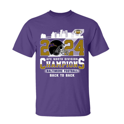 2024 Baltimore Football AFC North Division Champions Skyline Long Sleeve Shirt, 2024 AFC North Champs Long Sleeve Shirts For Baltimore Football Fans