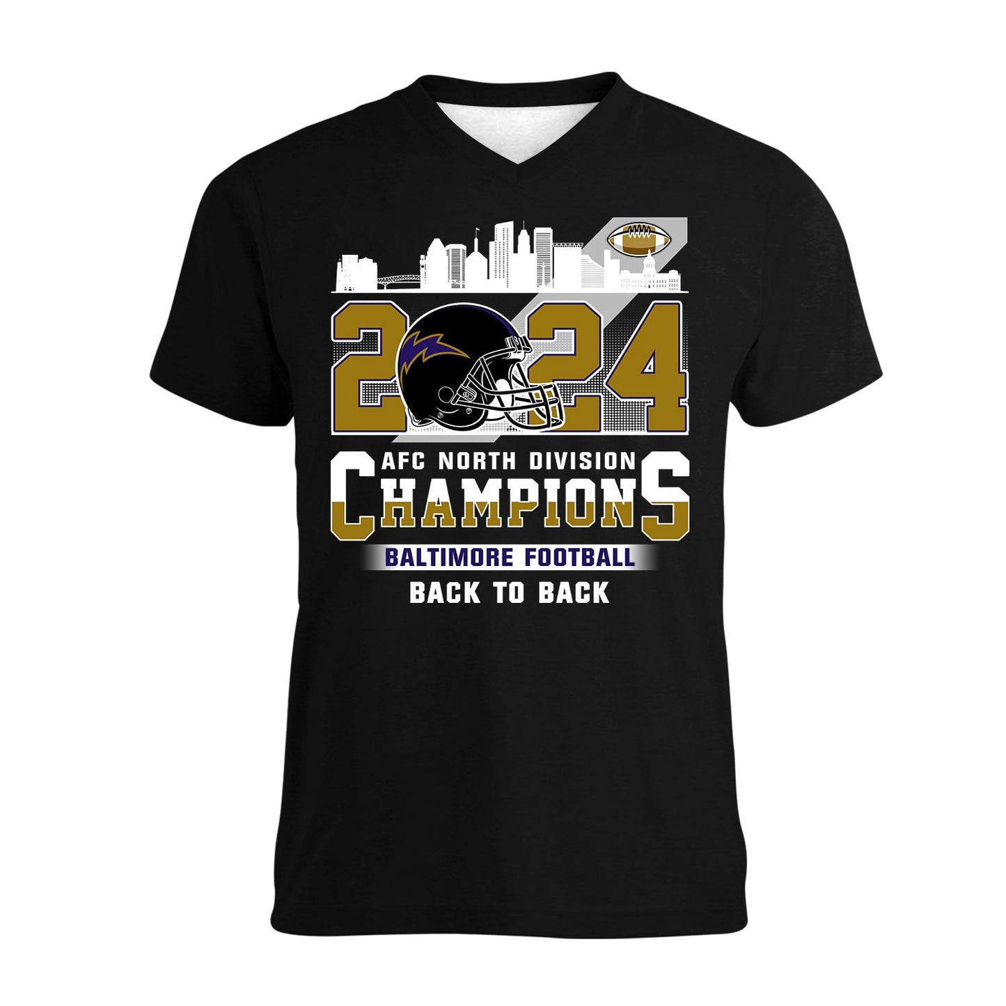 2024 Baltimore Football AFC North Division Champions Skyline Long Sleeve Shirt, 2024 AFC North Champs Long Sleeve Shirts For Baltimore Football Fans