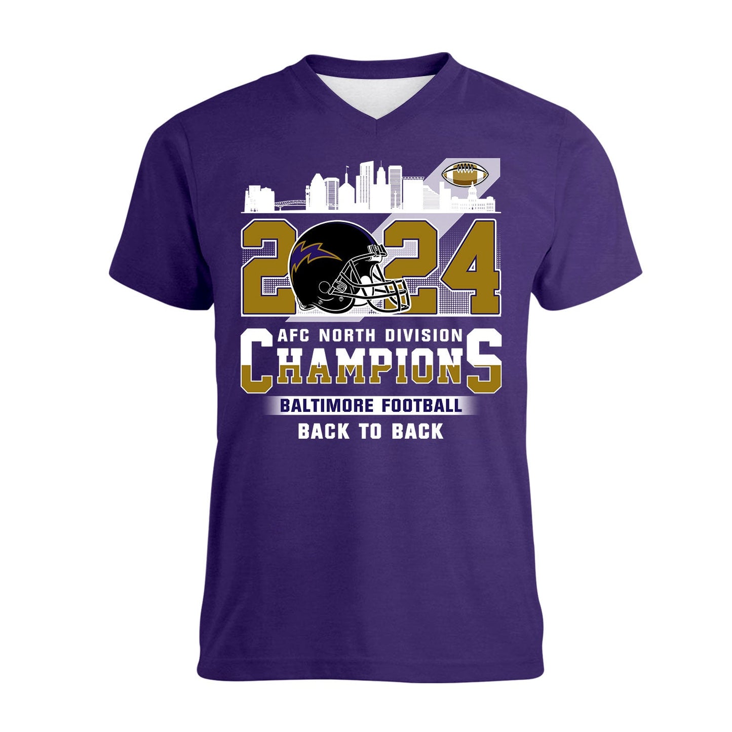 2024 Baltimore Football AFC North Division Champions Skyline Long Sleeve Shirt, 2024 AFC North Champs Long Sleeve Shirts For Baltimore Football Fans