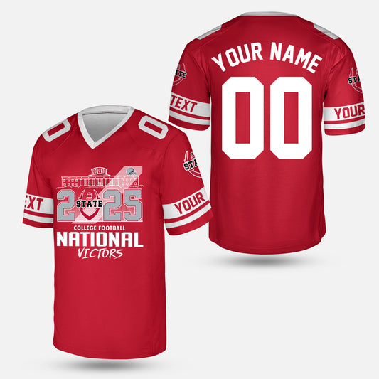 Go Bucks 2025 National Winner Custom 2 Sided V-neck Jersey, College Football Victors Shirt, 2025 Champions Columbus Ohio Custom V-neck Jersey Shirts