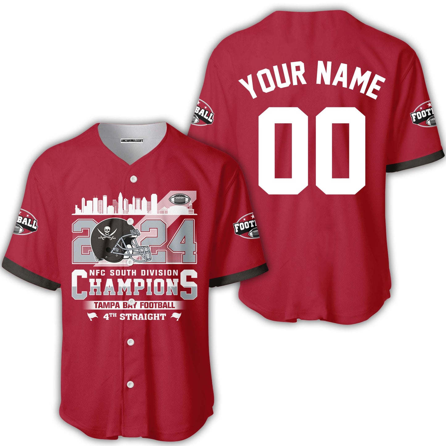 2024 Tampa Bay Football NFC South Division Champions Skyline Custom Sweatshirt, 2024 NFC South Champs Champions Custom Double Sided Sweatshirt