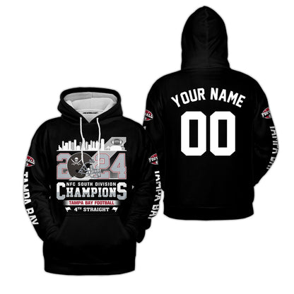 2024 Tampa Bay Football NFC South Division Champions Skyline Custom Baseball Jersey, 2024 NFC South Champs Custom Double Sided Baseball Jersey Shirts