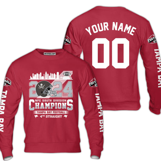 2024 Tampa Bay Football NFC South Division Champions Skyline Custom Sweatshirt, 2024 NFC South Champs Champions Custom Double Sided Sweatshirt